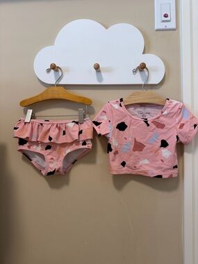 Tiny Tribe Australia Pink Abstract Two-Piece Swim Set